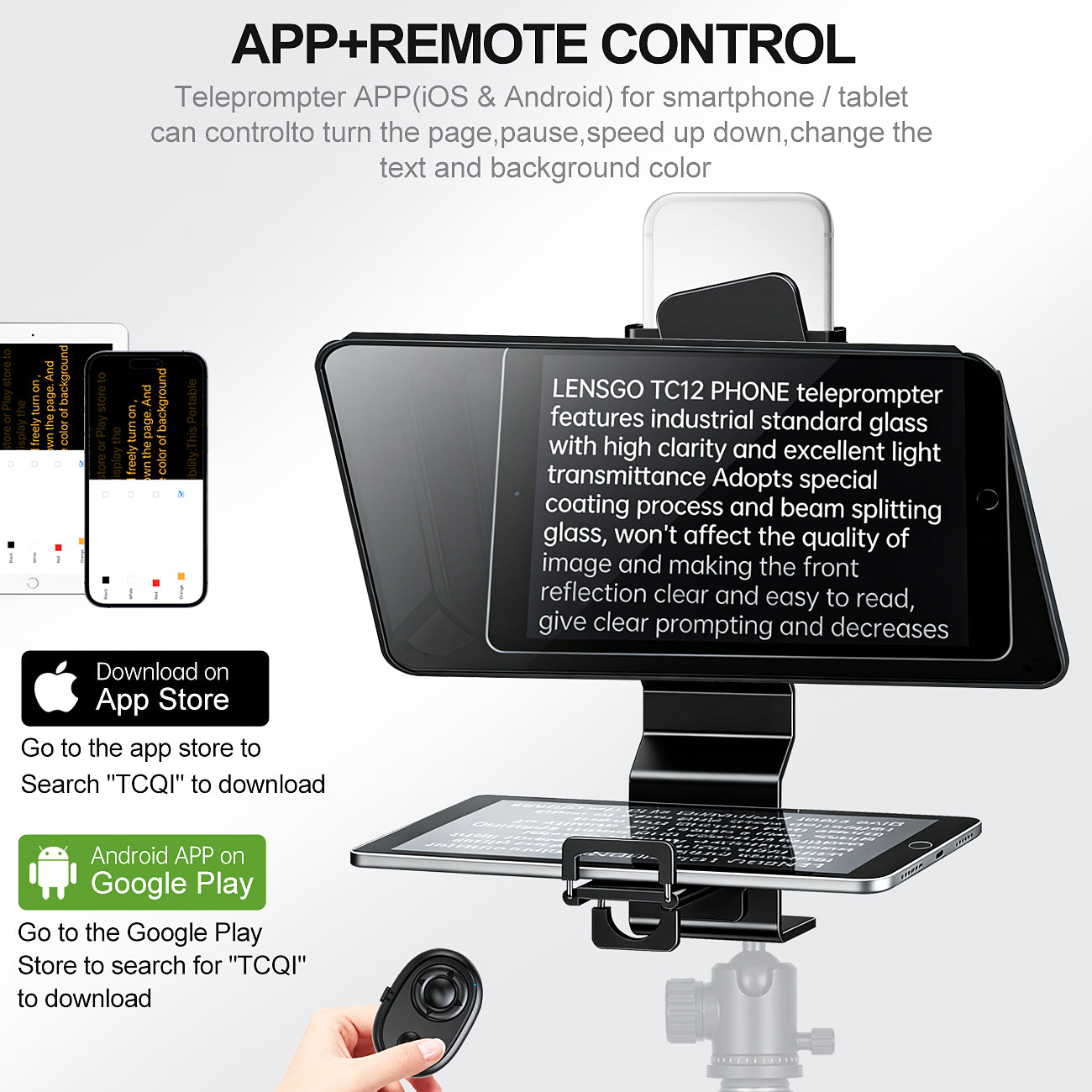 LENSGO TC12P Teleprompter for Smartphone and Tablets Video and Recording