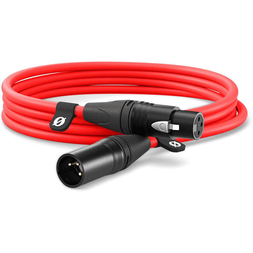 Câble XLR premium roulé, 3m / 9,8 pieds, rouge