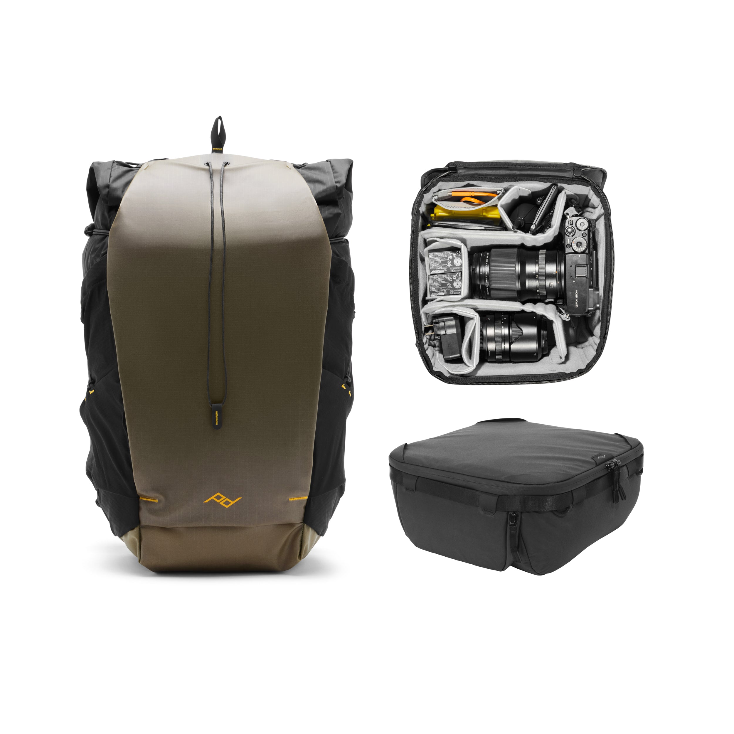 Peak Design Outdoor Backpack and M Camera Cube Kit (Black, 45L)