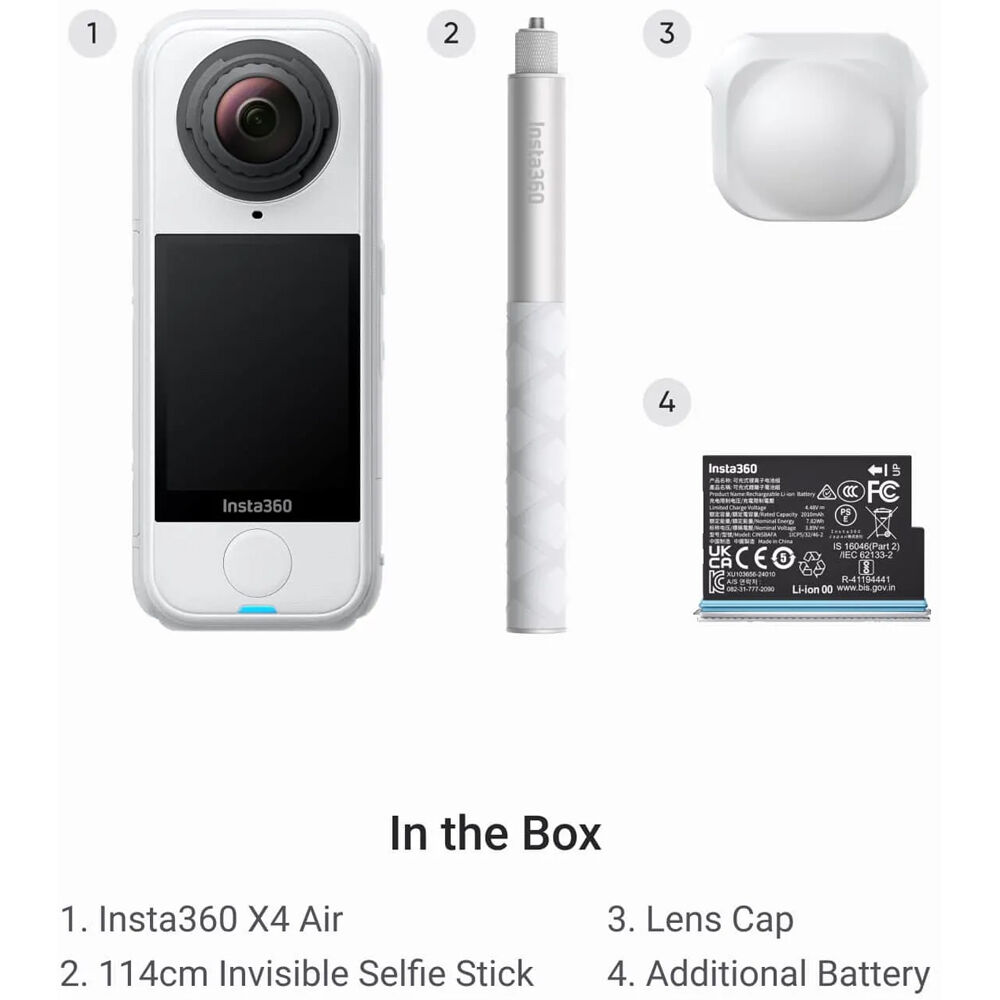 Insta360 X4 Air Kit de démarrage pour caméra d'action 360° (blanc arctique)