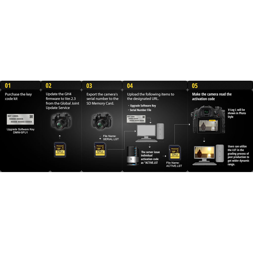 Panasonic DMW-SFU1 LUMIX V-LOG L FONCTION DE MITRAGE MOT MOTGRADE