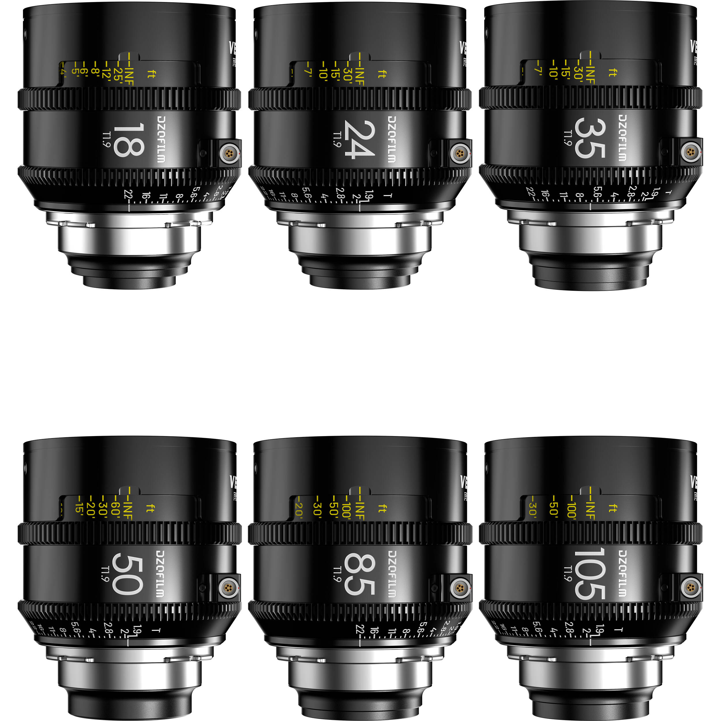 DZOFilm Vespid2 T1.9 Premier 6-Objectif Kit (ARRI PL, Pieds)