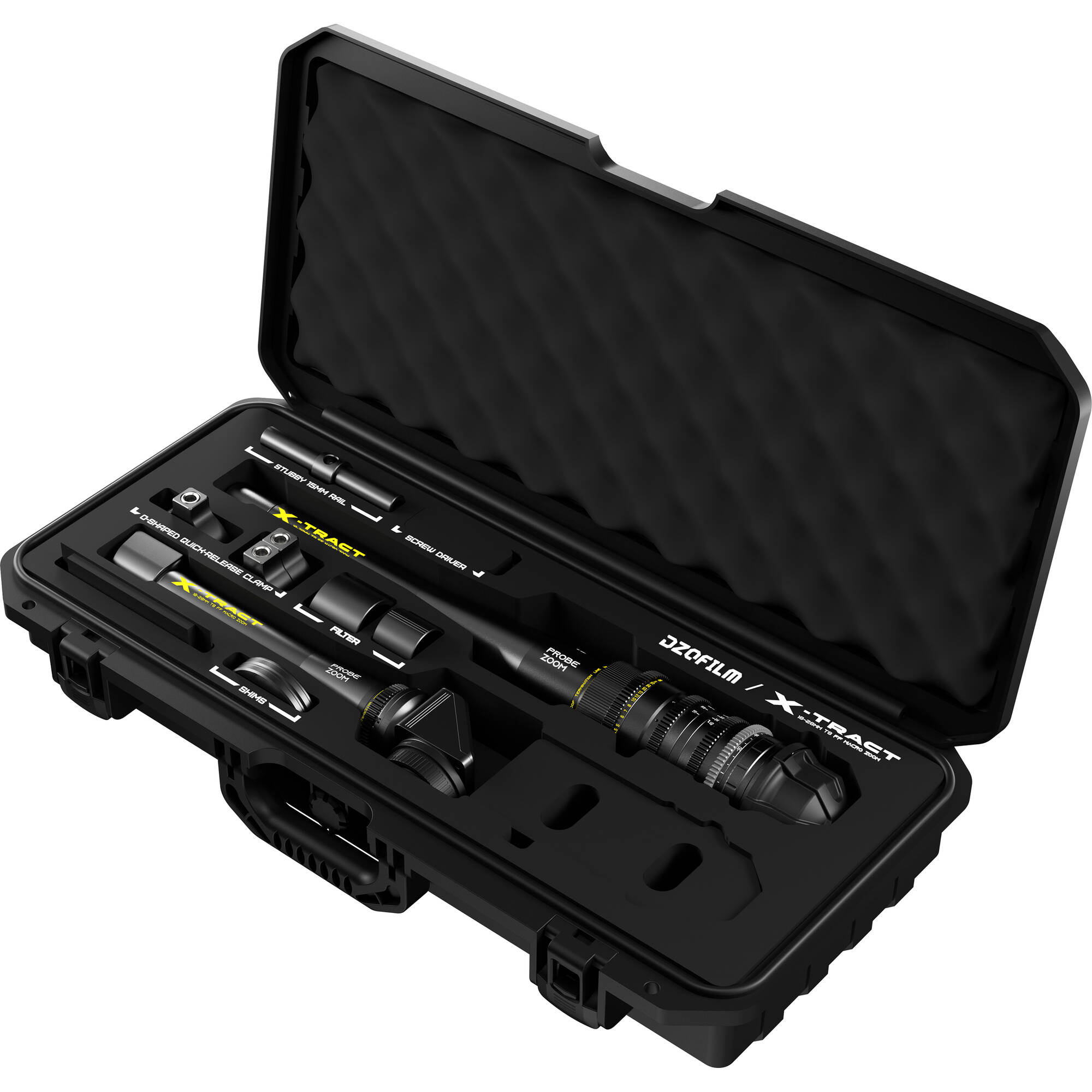 Dzofilm X-TRAT 18-28MM T8 FF Zoom de sonde détachable avec boîtier (0 et 360, Arri PL, métrique)