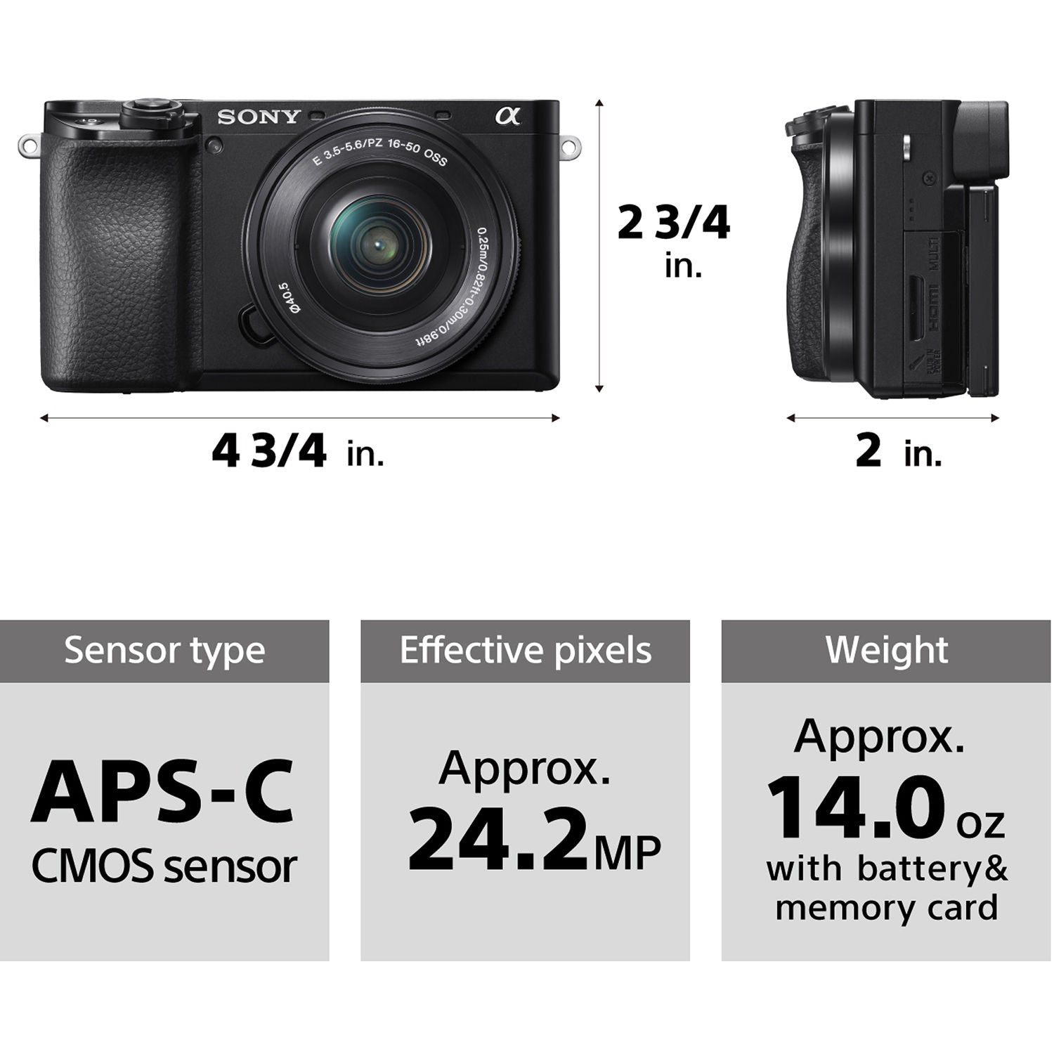 Sony a6100 Mirrorless Camera with 16-50mm f/3.5-5.6 II Lens - Open Box