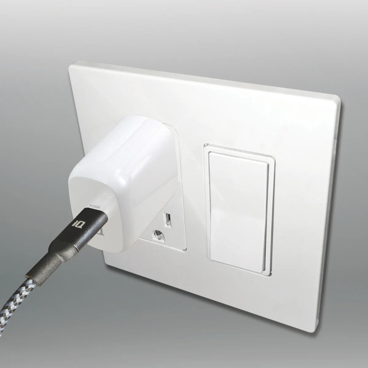 IQ USB PD 35W Charger mural de charge rapide, blanc, dents fixes