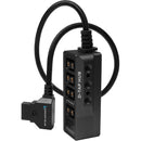 Kondor Blue 12V Metal D-Tap Hub Voltmeter 4 Way Port Power Tap Splitter (1/4”-20 Threads) (Raven Black)