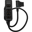 Kondor Blue 12V Metal D-Tap Hub Voltmeter 4 Way Port Power Tap Splitter (1/4”-20 Threads) (Raven Black)