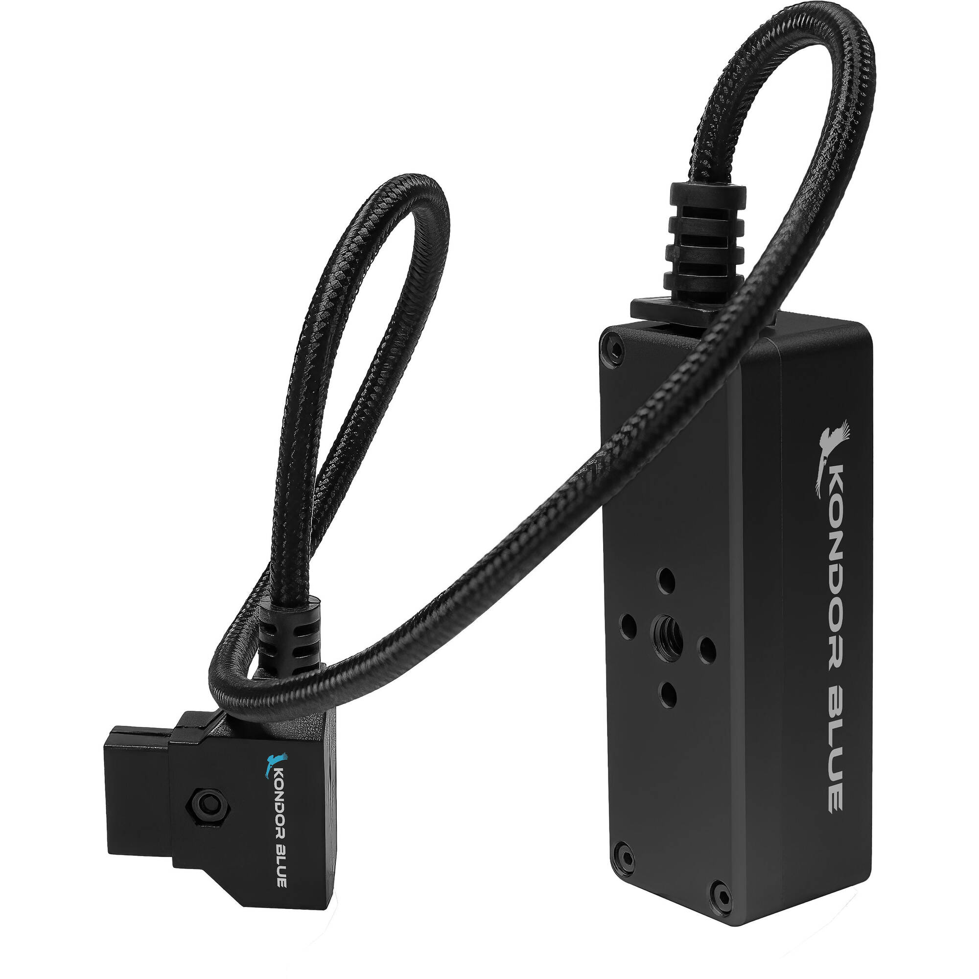 Kondor Blue 12V Metal D-Tap Hub Voltmeter 4 Way Port Power Tap Splitter (1/4”-20 Threads) (Raven Black)
