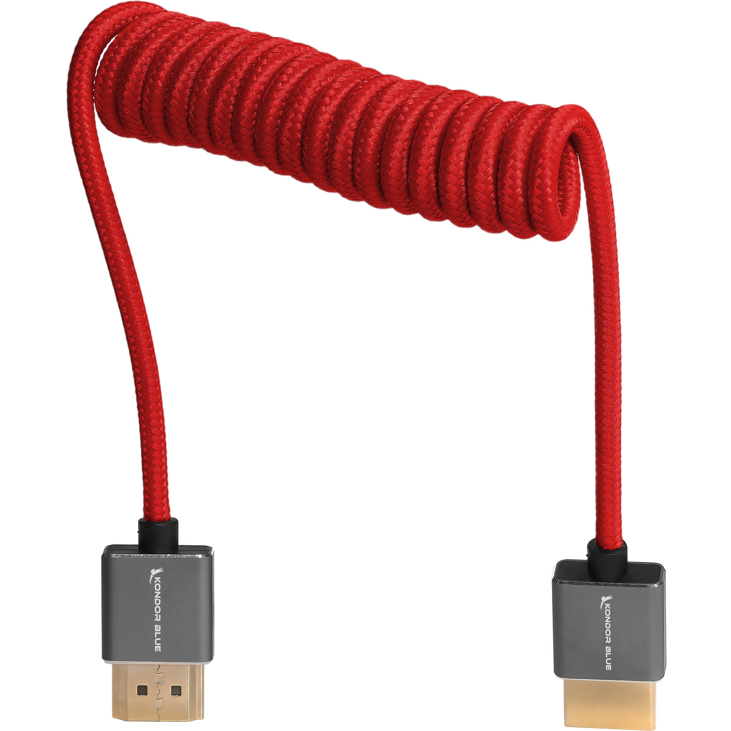 Kondor Blue Coiled Full HDMI Cable (12-24") (Cardinal Red)