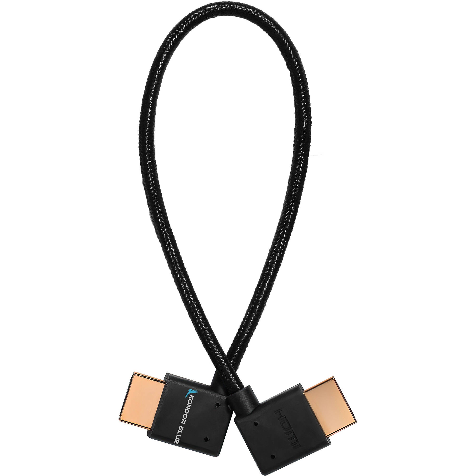 Kondor Blue 12” Right Angle to Left Angle Full HDMI Straight Cable (Raven Black)