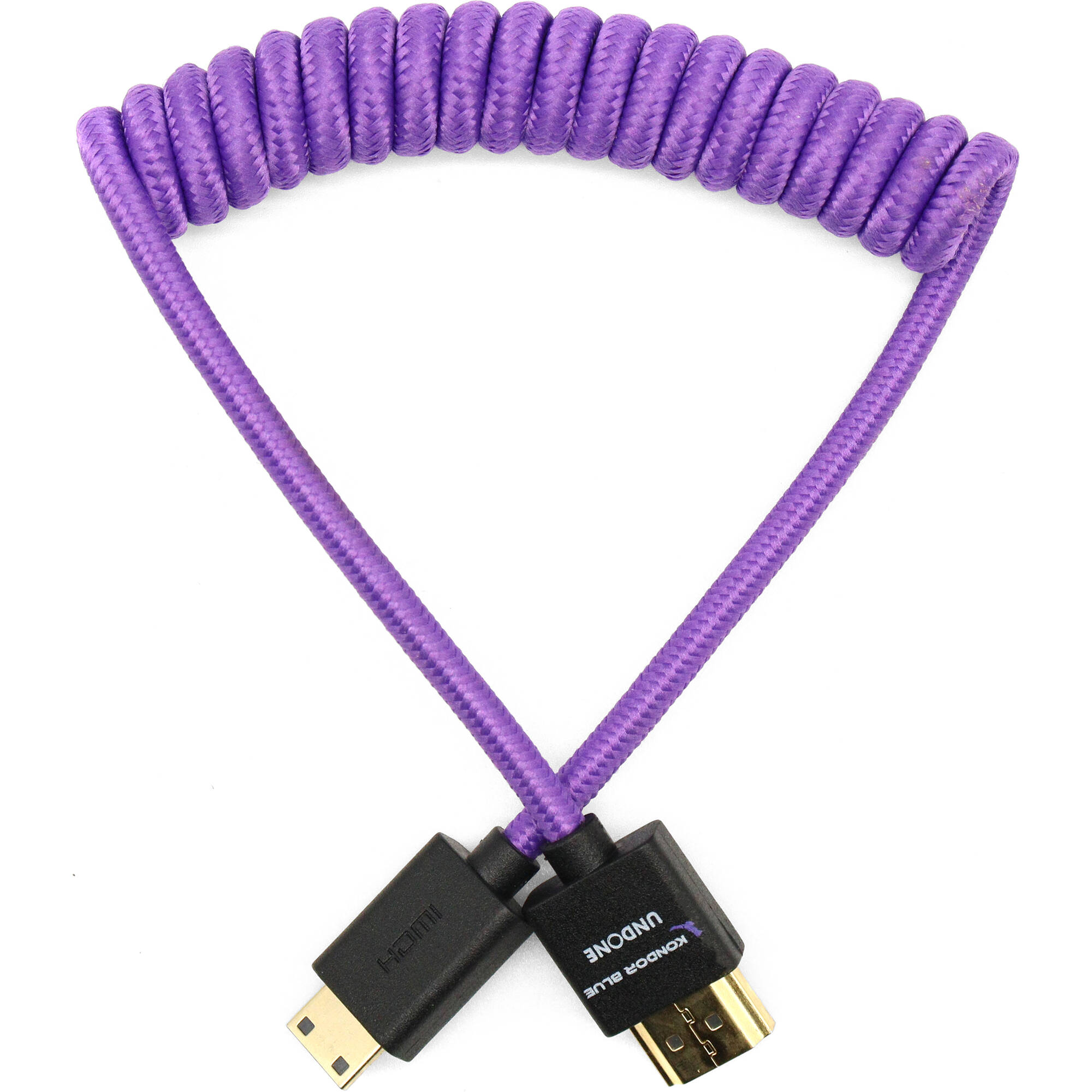 Kondor Blue Gerald Undone MK2 Câble mini HDMI vers HDMI complet 30,5 - 61 cm enroulé (violet)