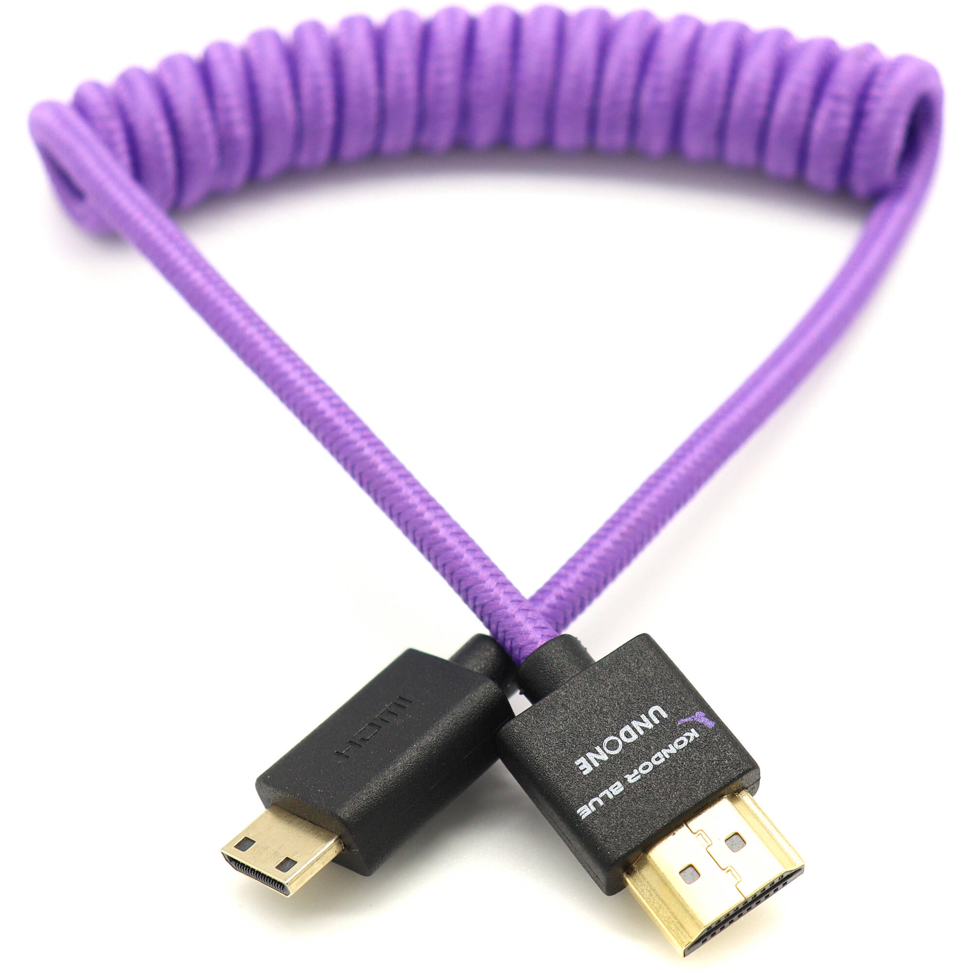 Kondor Blue Gerald Undone MK2 Câble mini HDMI vers HDMI complet 30,5 - 61 cm enroulé (violet)
