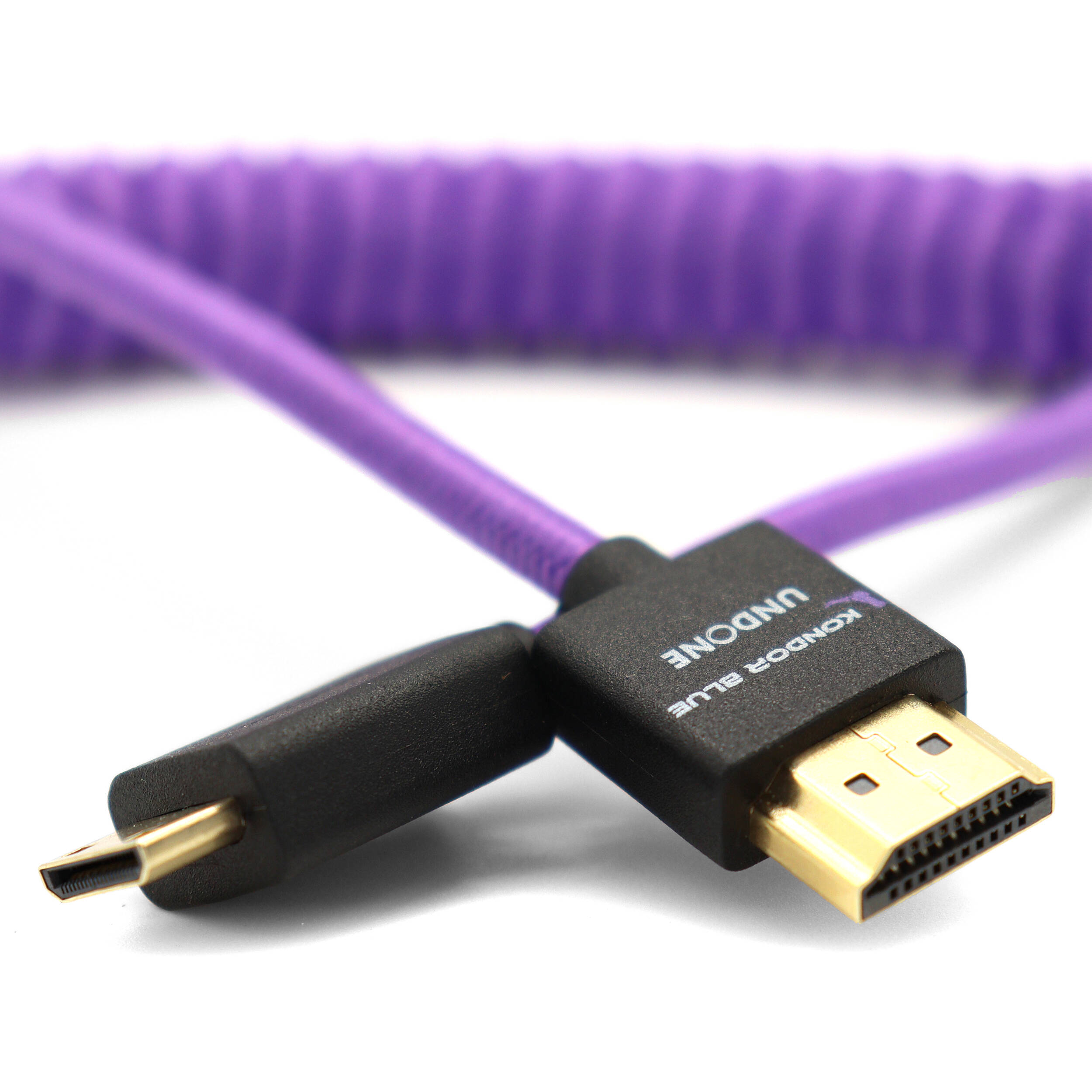 Kondor Blue Gerald Undone MK2 Câble mini HDMI vers HDMI complet 30,5 - 61 cm enroulé (violet)