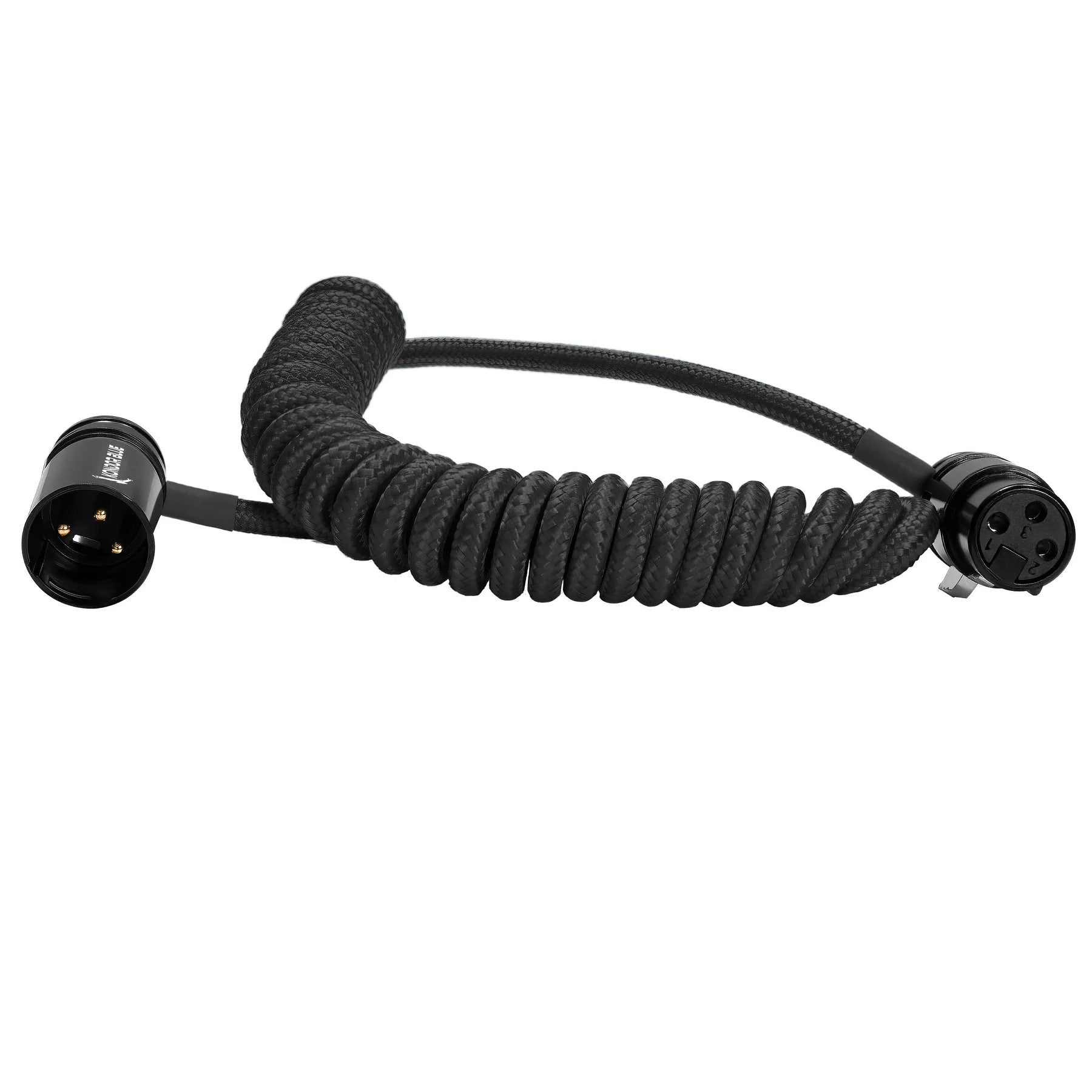 Kondor Blue 12-24" Coiled Low Profile Right Angle XLR Cable (Raven Black)
