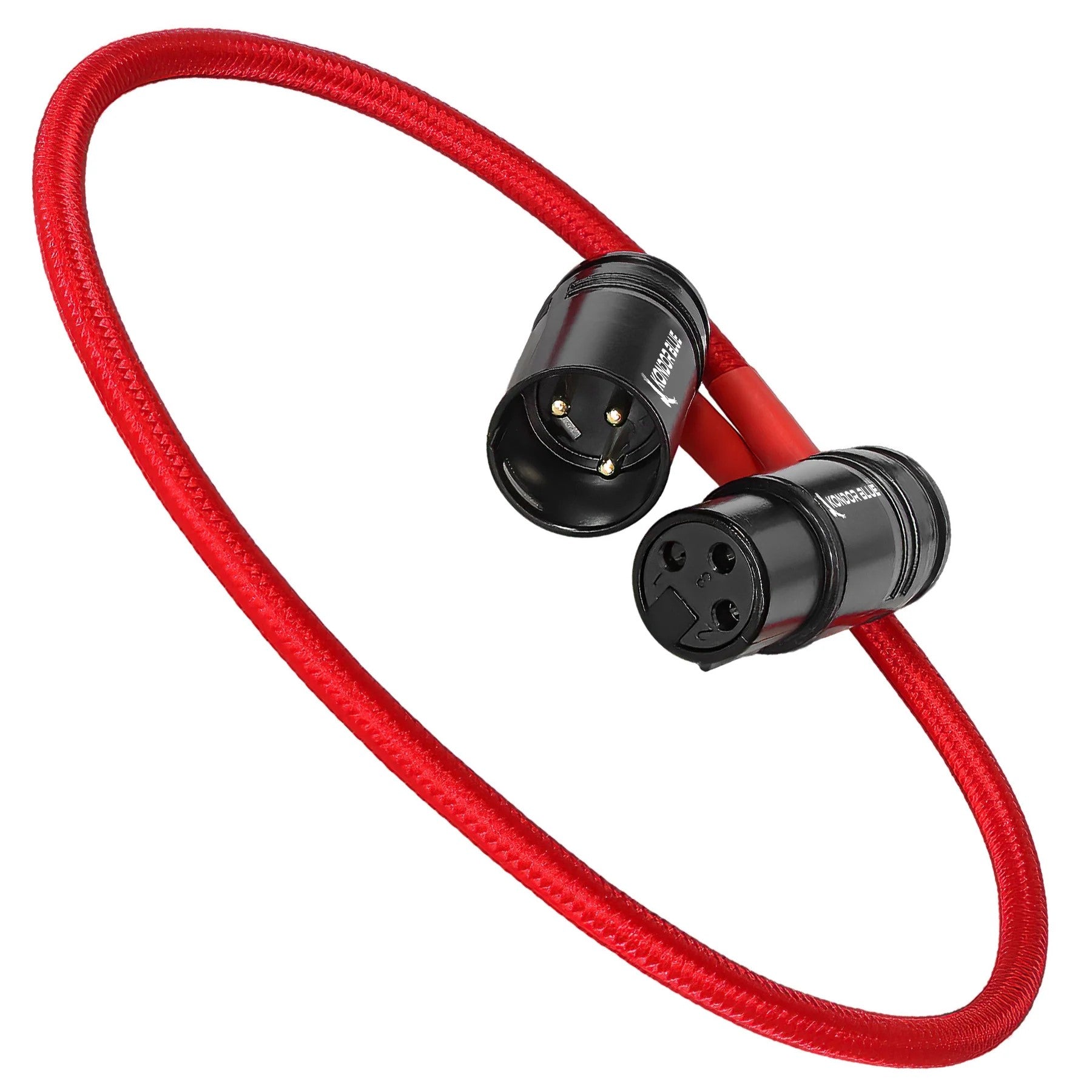 Kondor Blue 16” Straight Low Profile Right Angle XLR Cable (Cardinal Red)