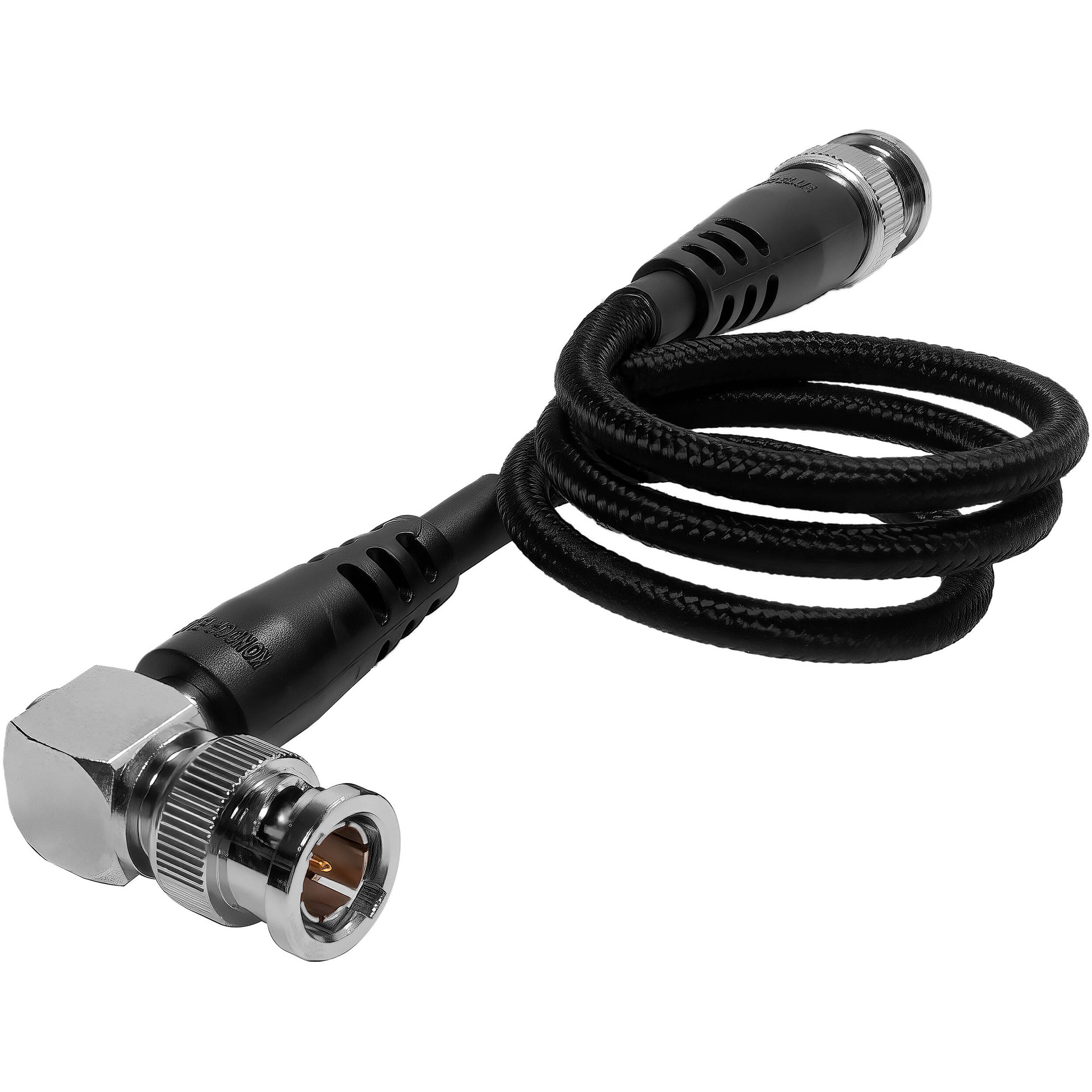 Kondor Blue 20" 12G SDI Straight to Right Angle Cable for 4K 60p Camera Monitors and Transmitters (Raven Black)