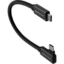 Kondor Câble USB C vers USB C bleu pour enregistrement et chargement SSD – Données 8K et alimentation (angle droit) (8,5") (Raven Noir)