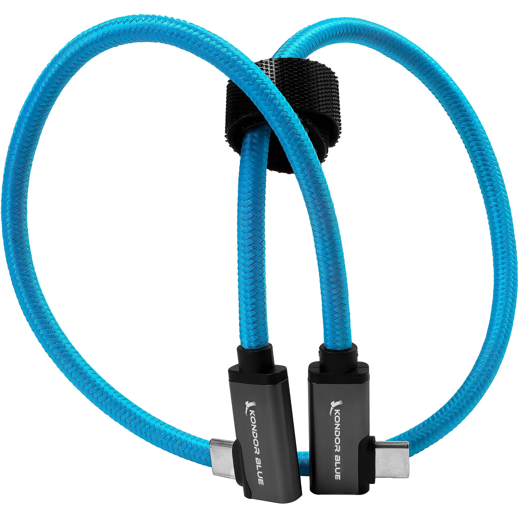 Kondor Blue USB C to USB C Cable for SSD Recording & Charging - 8K Data and Power Delivery (Dual Right Angle)(20")