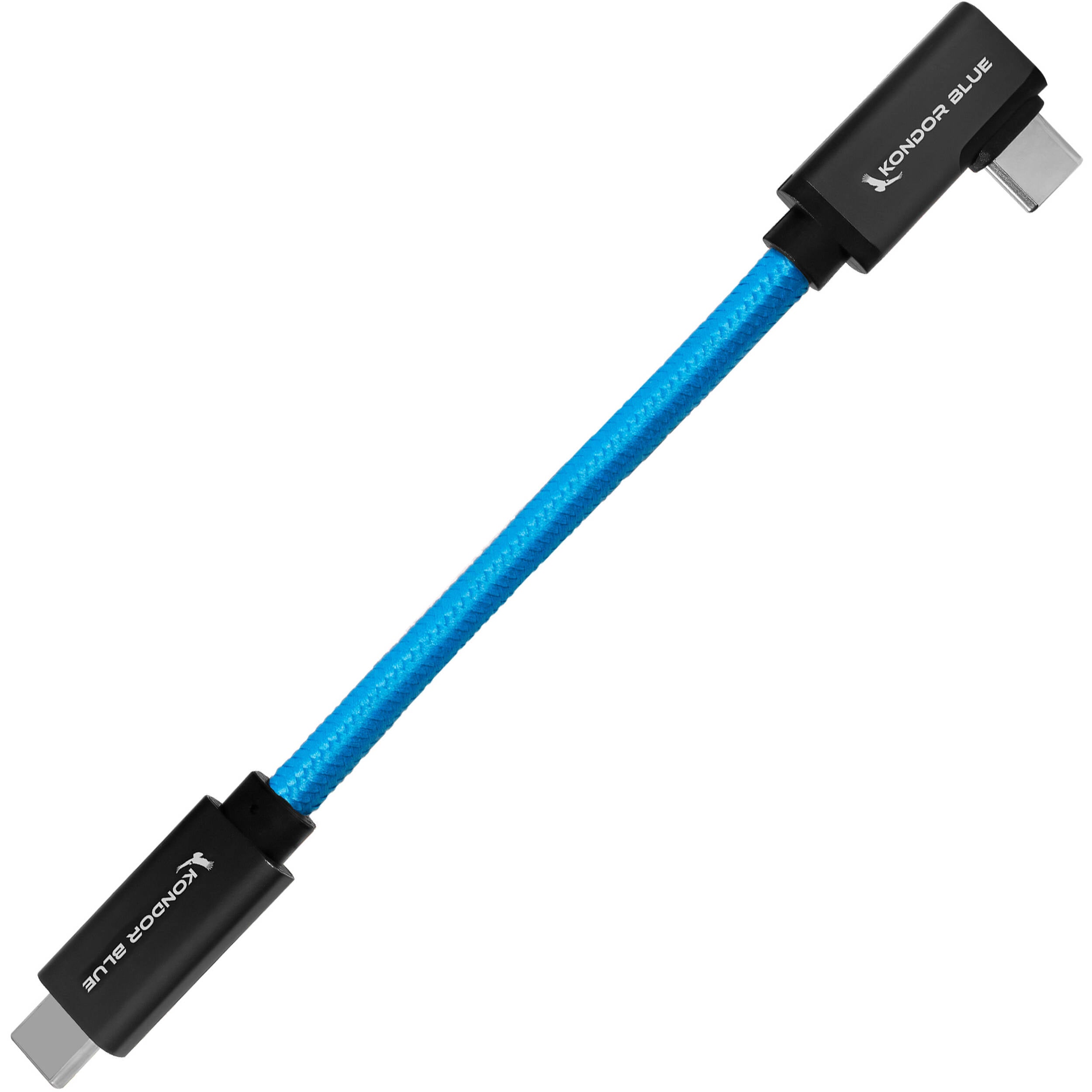Kondor Blue USB C to USB C Cable for SSD Recording & Charging - 8K Data and Power Delivery (Right Angle) (6")(Kondor Blue)