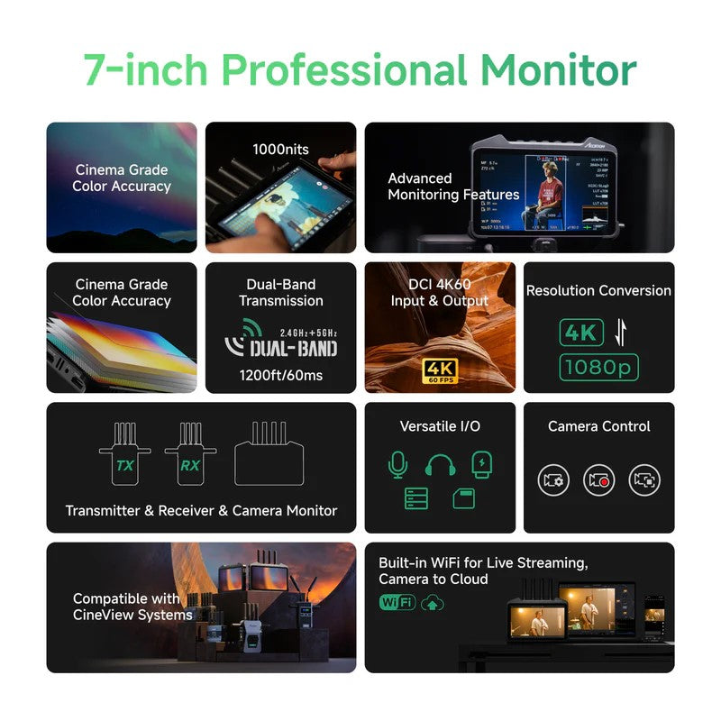 Accsoon CineView M7 4K60 7" smart touchscreen wireless transmission monitor