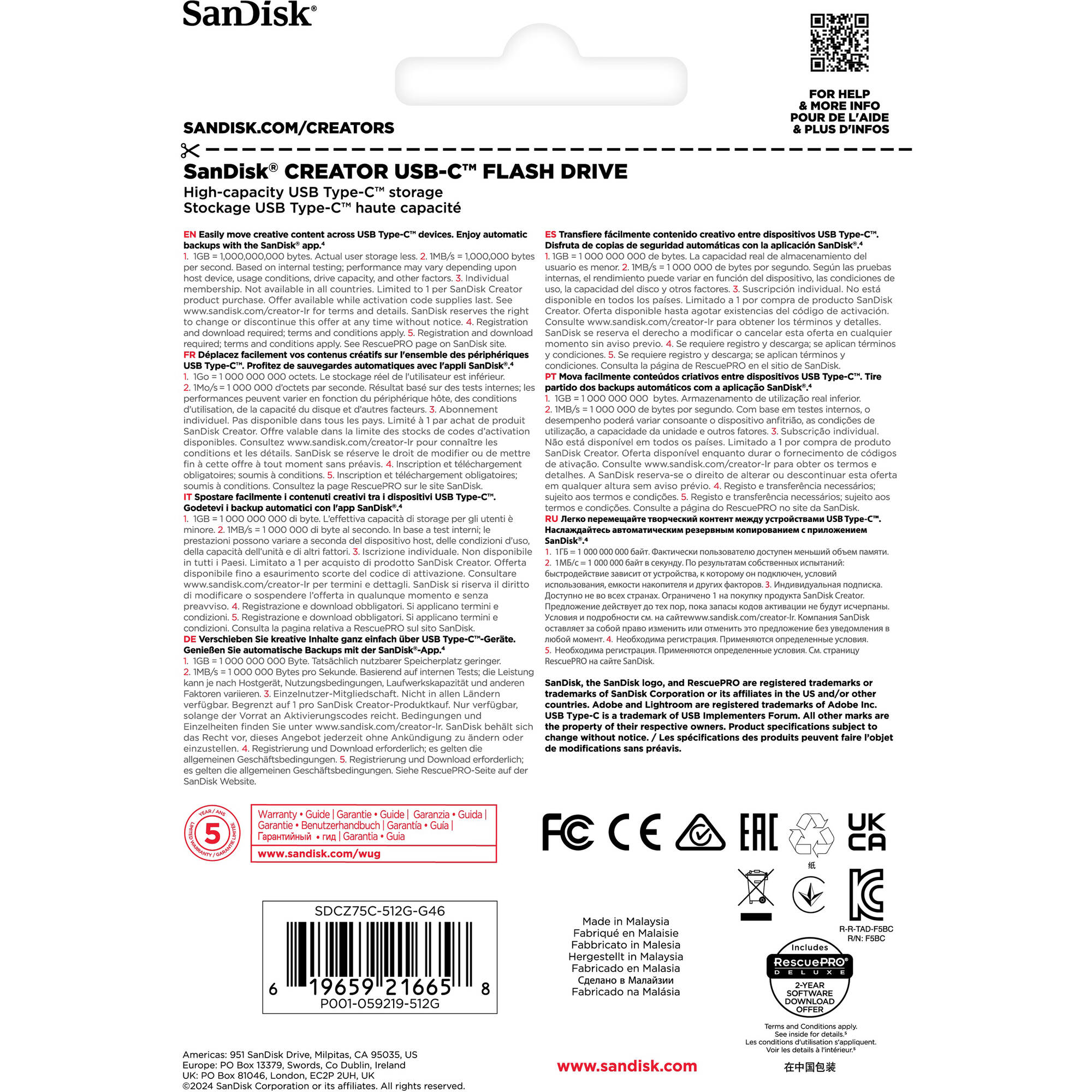 SanDisk 512GB Creator Series USB-C Flash Drive