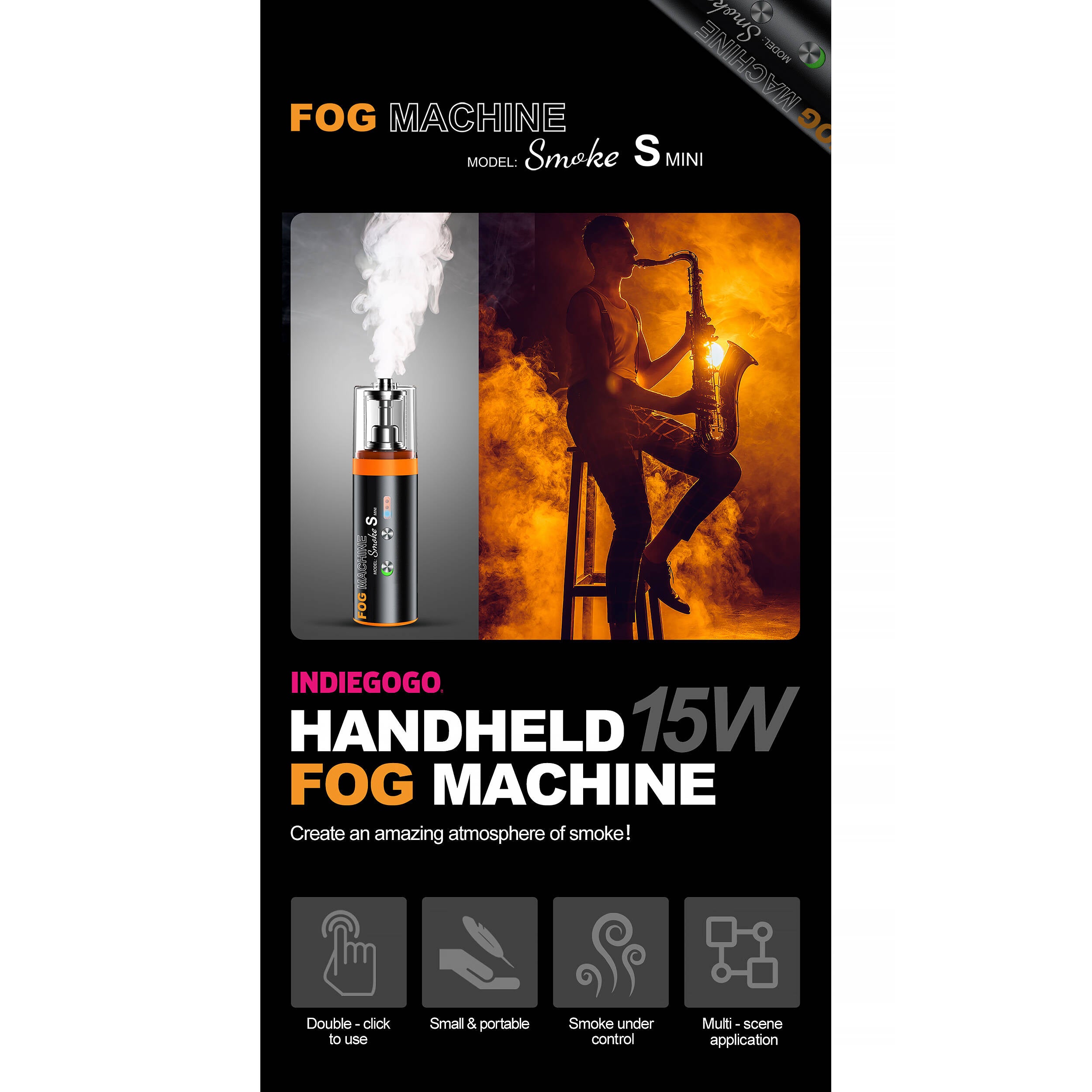 LENSGO Smoke S Mini All-in-One Handheld Fog Machine (15W)