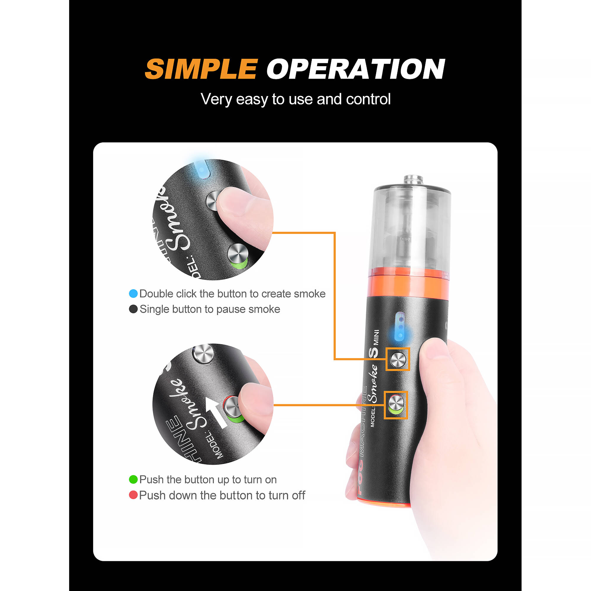 LENSGO Smoke S Mini All-in-One Handheld Fog Machine (15W)