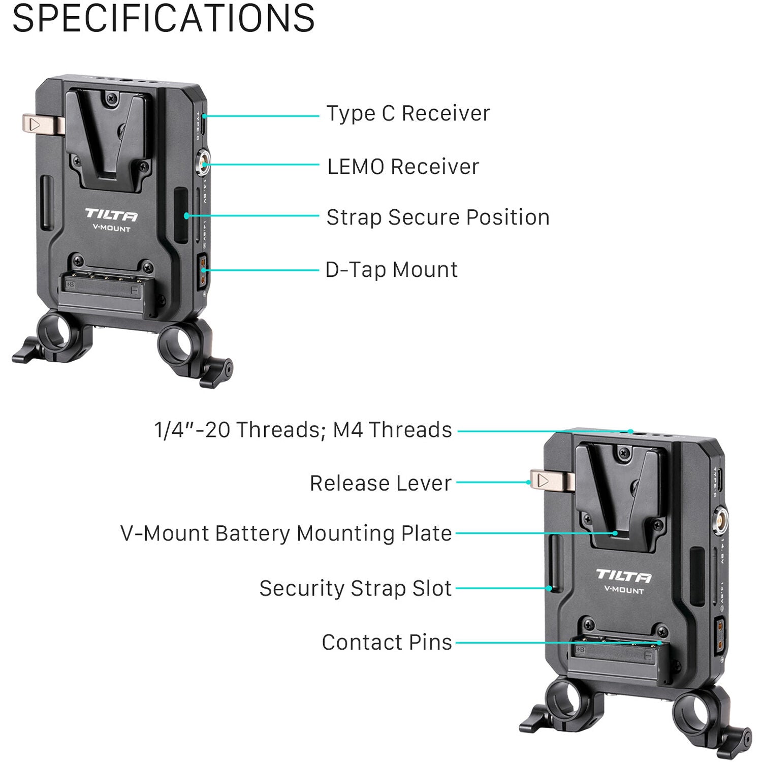 Tilta Mini PD V-Mount Battery Plate (Black)