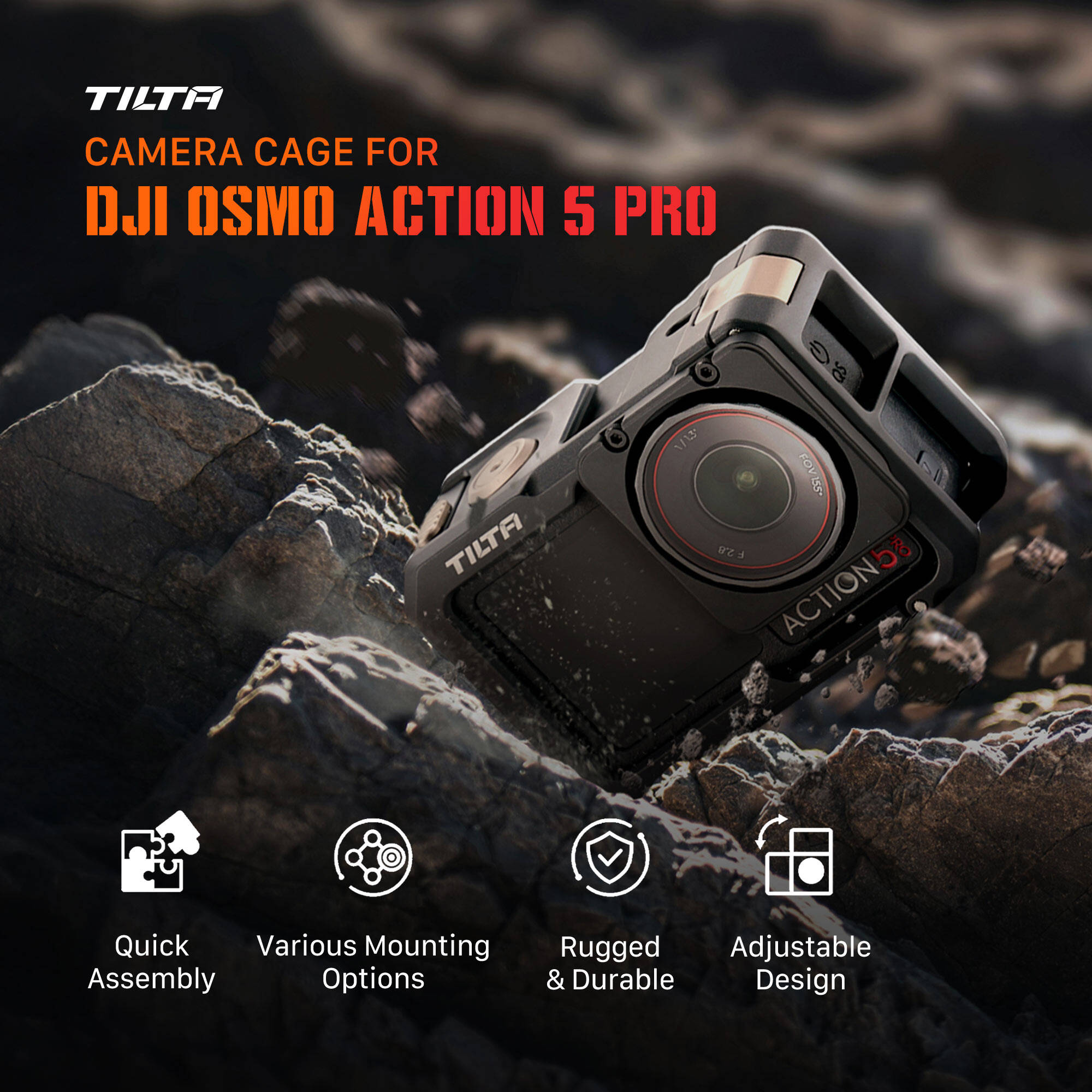 Tilta Full Camera Cage for DJI Osmo Action (Black)