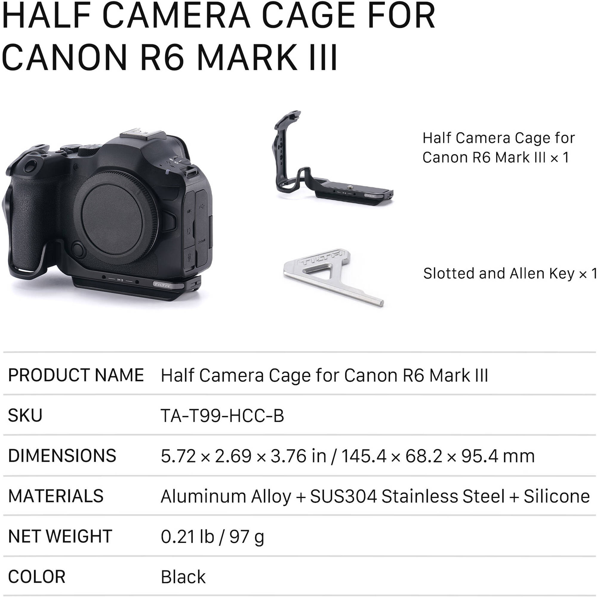 Tilta moitié caméra Cage pour Canon R6 Mark III