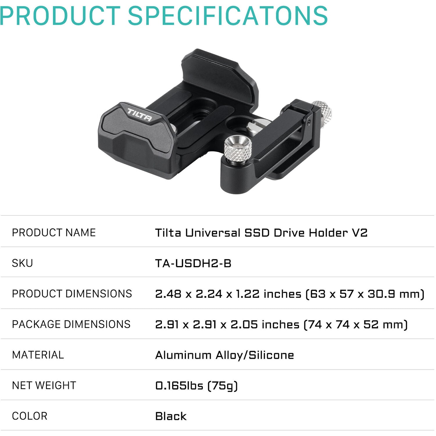 Tilta Universal SSD Drive Holder V2 (Black)