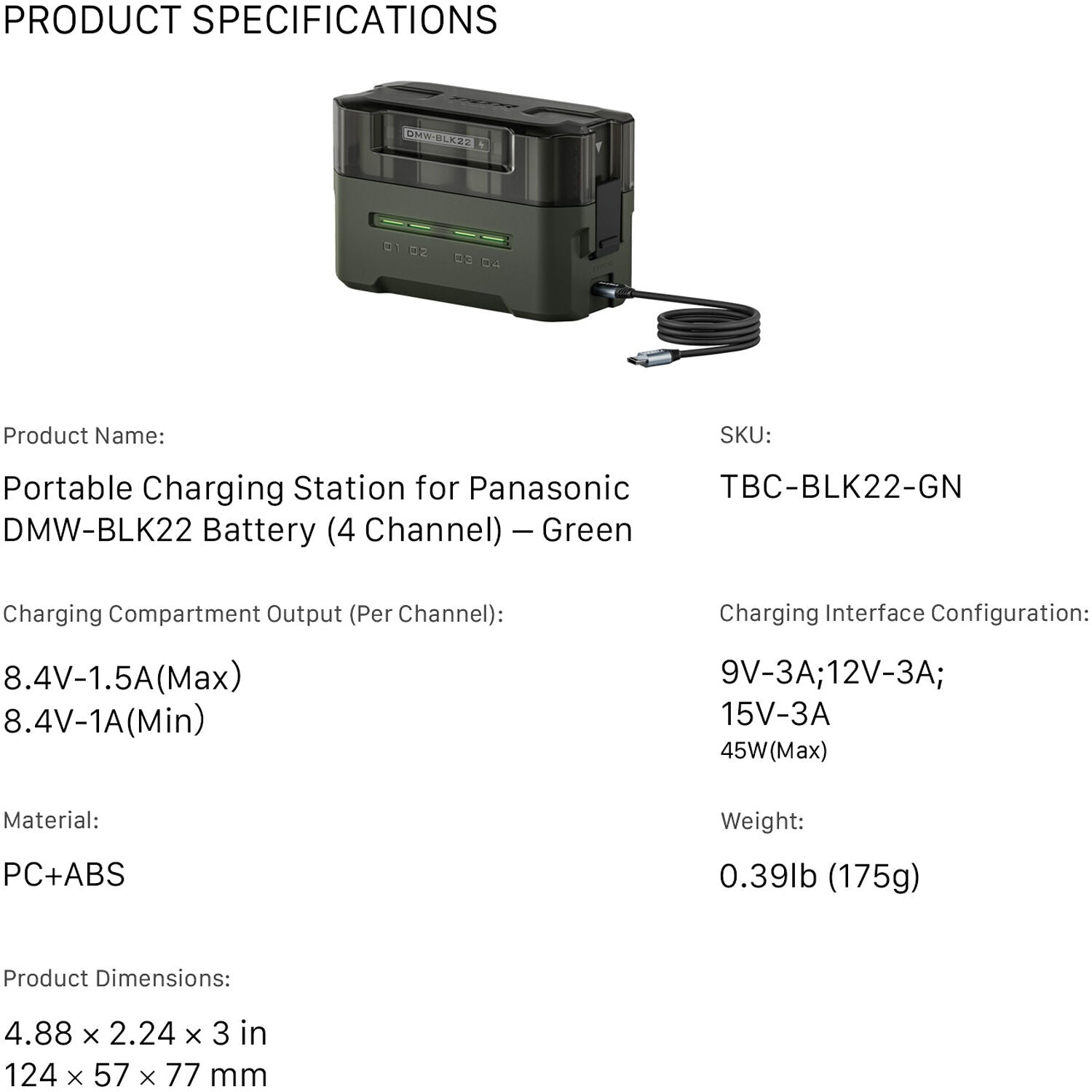 Station de charge portable Tilta pour les batteries DMW-BLK22