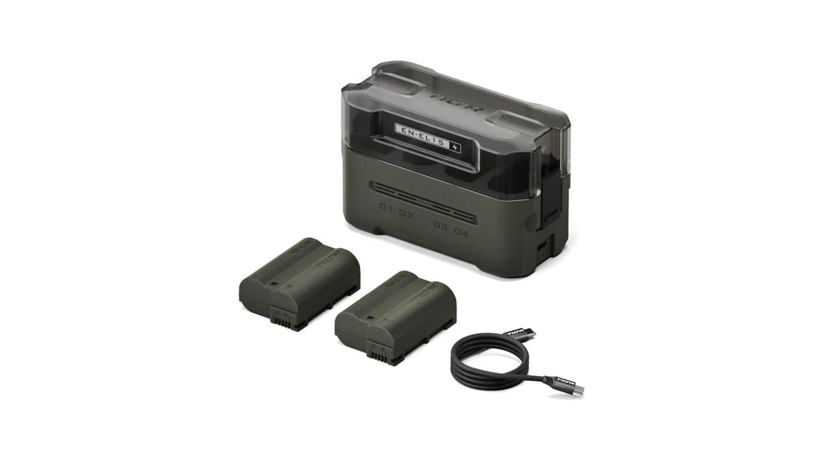 Kit de batteries avec station de recharge Tilta EN-EL15C (2 batteries) - Vert