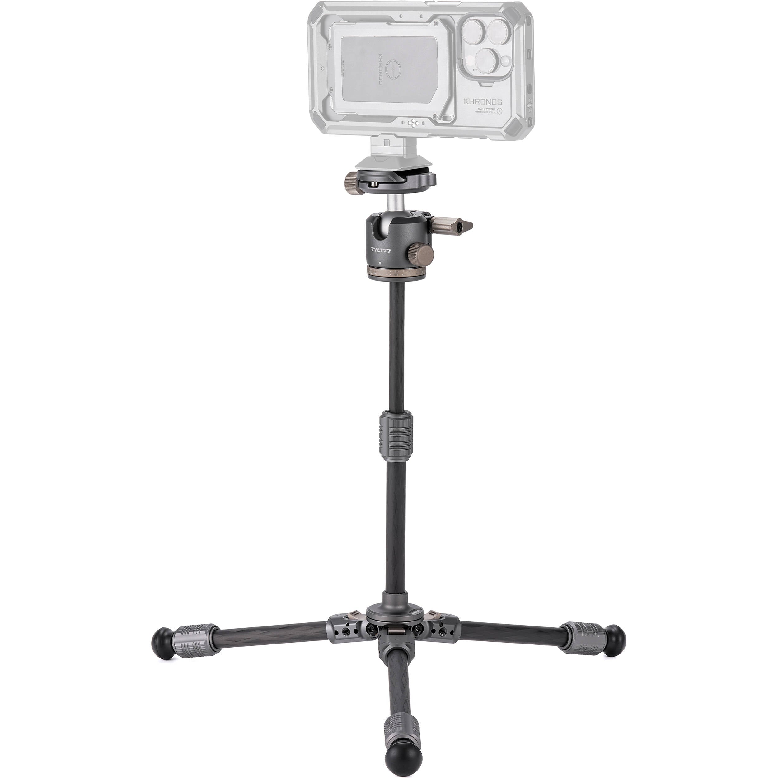 Tilta BT03E en fibre de carbone pour table trépied avec tête de balle et colonne centrale extensible (gris spatial)