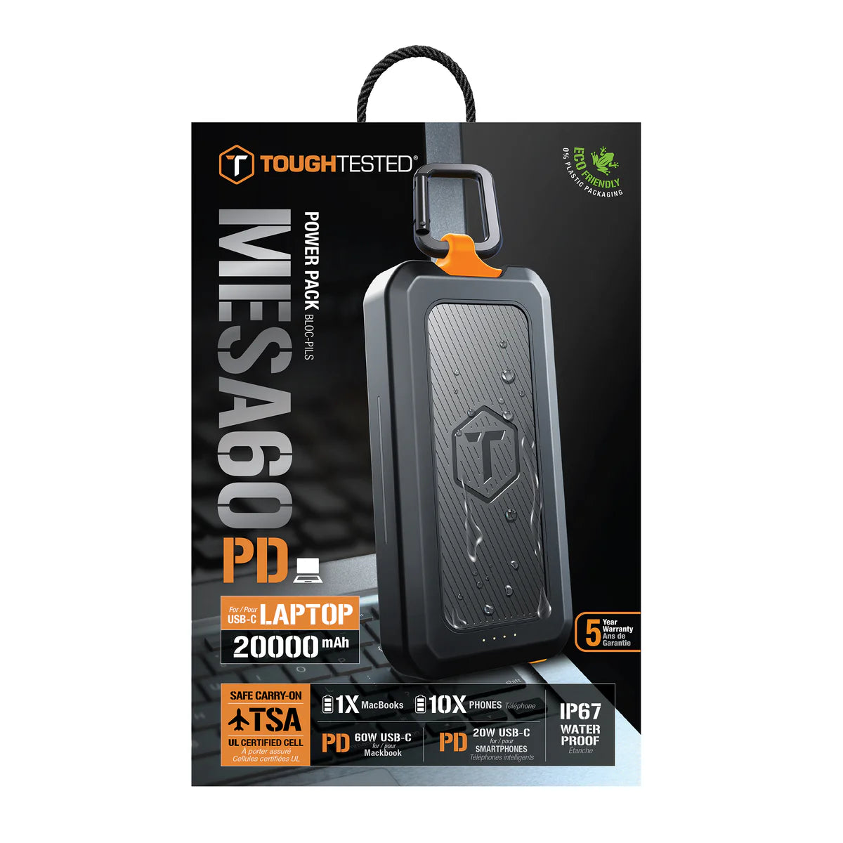 ToughTested MESA60 20,000mAh Power Bank for USB Type-C Laptops