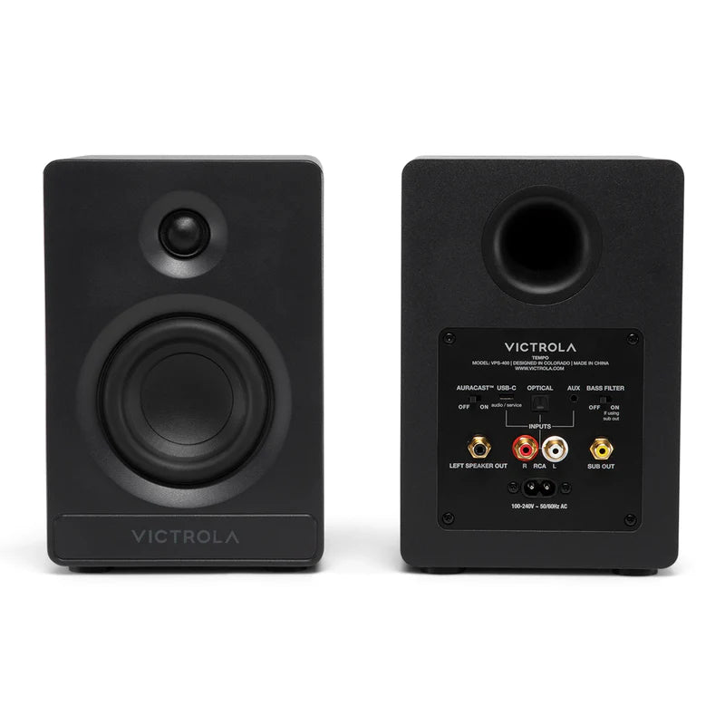 Victrola Tempo Bluetooth Bookshelf Speakers - set of 2 (Black)