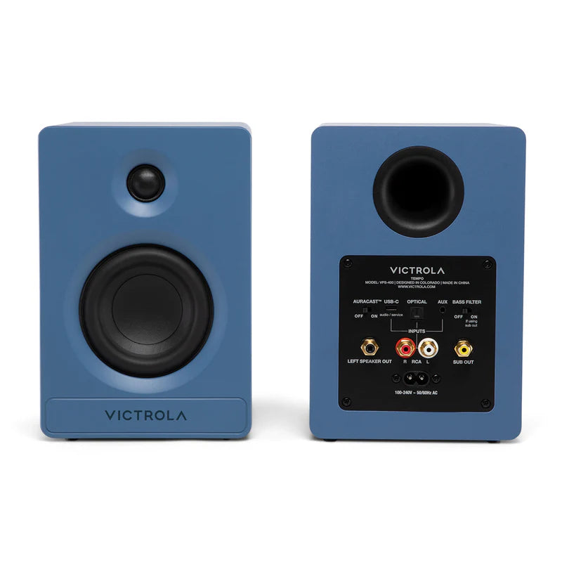 Victrola Tempo Bluetooth Bookshelf Speakers - set of 2 (Blue)