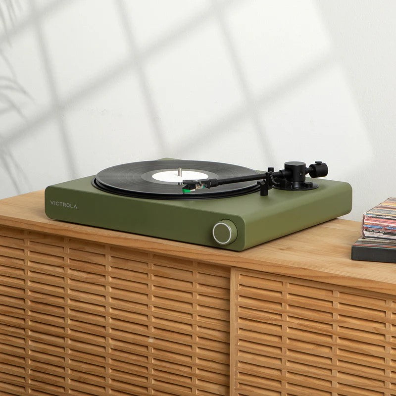 Victrola Stream Onyx Platine vinyle manuelle à deux vitesses avec Ortofon OM 5E et Sonos (Bleu)