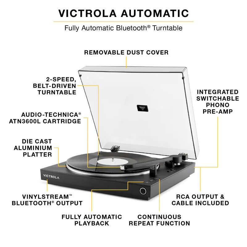 Platine vinyle automatique à deux vitesses Victrola avec Bluetooth (vert)