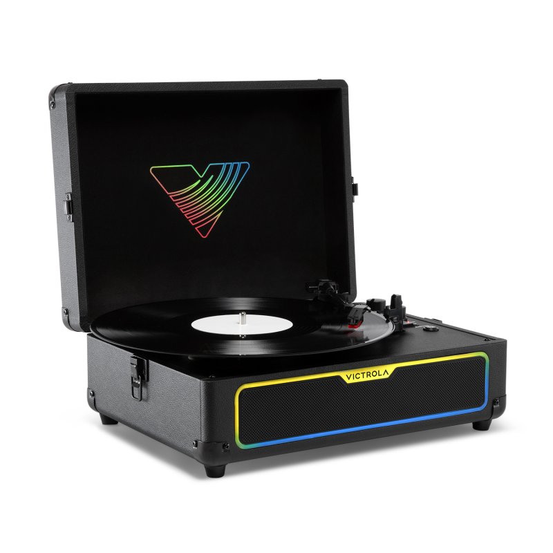 Victrola Journey Glow Illuminated Suitcase Record Player (Black)