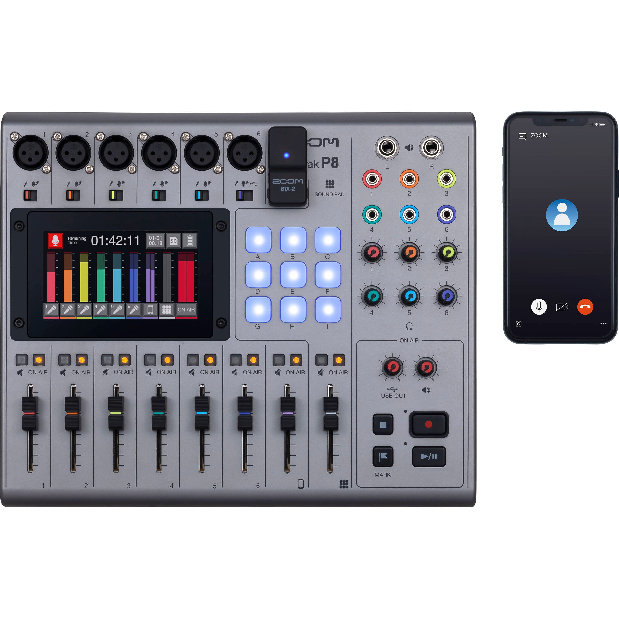 Enregistreur de podcast multipiste portable Zoom PodTrak P8