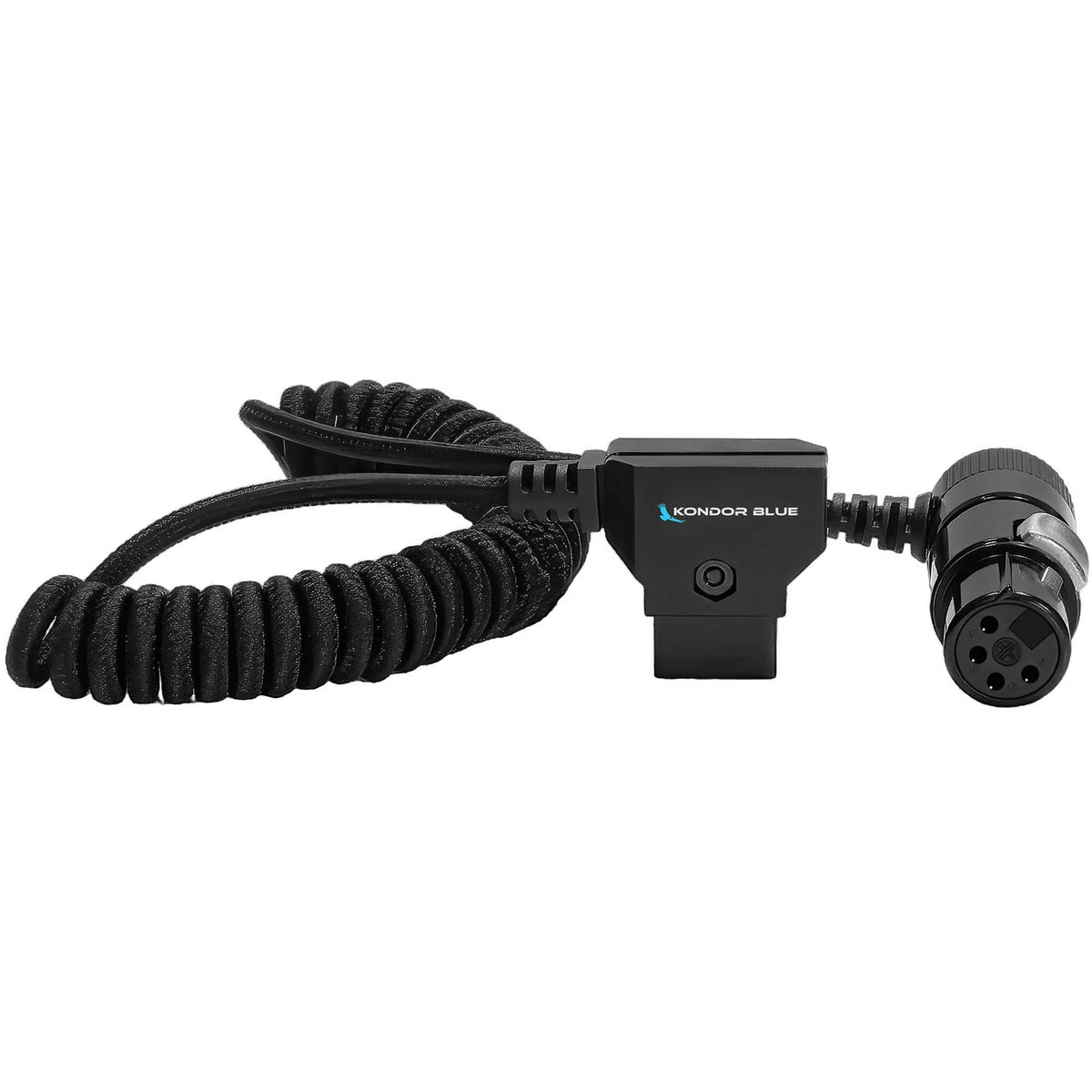 Kondor Blue D-Tap to 4 Pin XLR Female Right Angle Adapter Power Coiled Cable for Blackmagic URSA Mini Pro