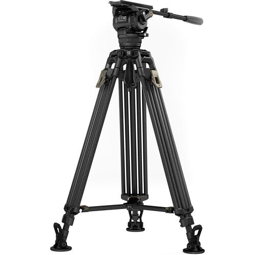 Tilta CT12 75mm Cine Fluid Head With 2-Stage One-Touch Carbon Fiber Tripod System (26.5 lb, Space Gray)