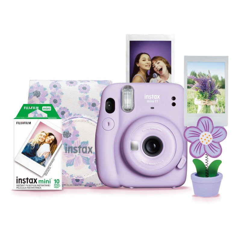 FUJIFILM INSTAX Mini 11 Instant Camera Lilac Purple Floral Bundle