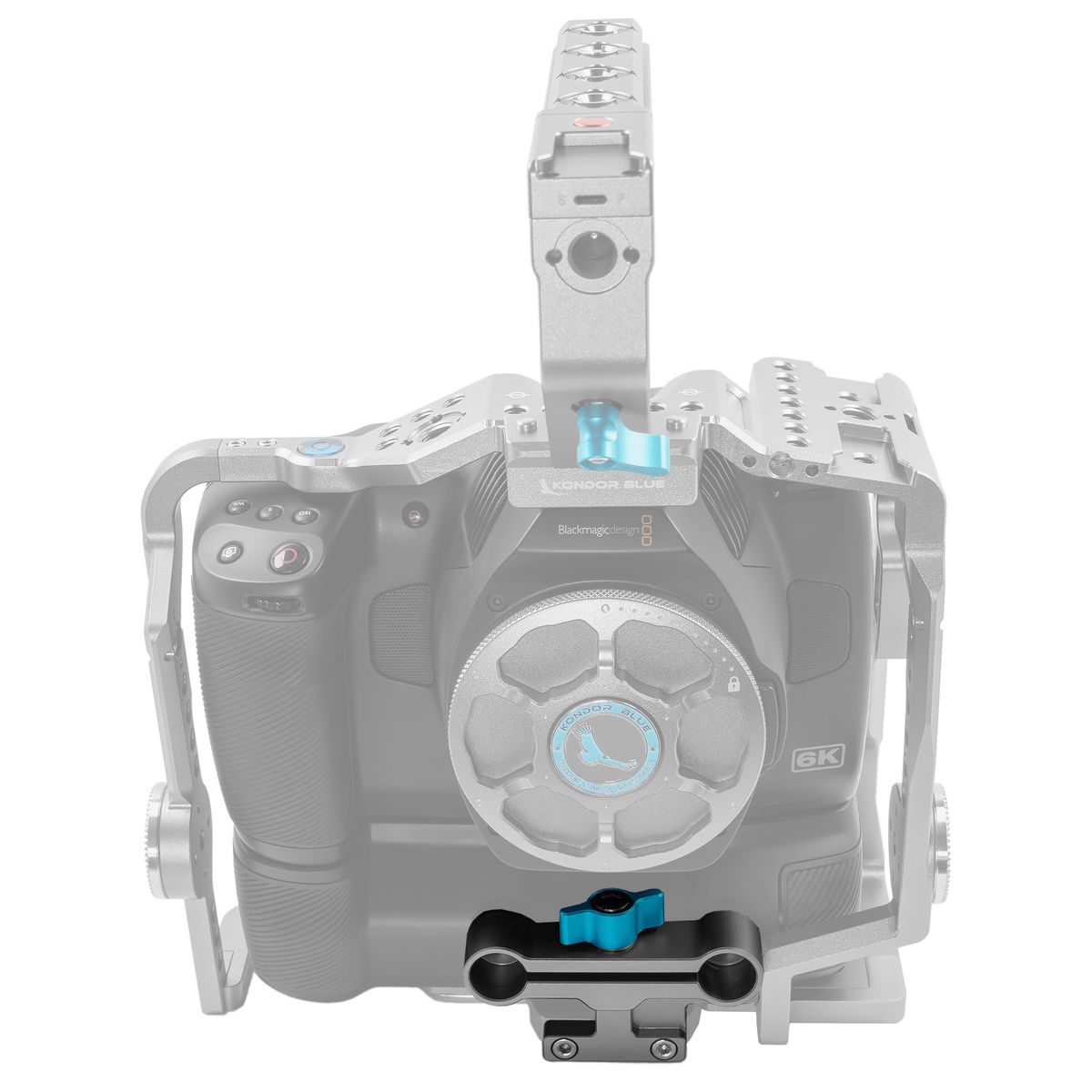 Kondor Blue Adaptateur de bloc de rail gris 15 mm pour cage de poignée de batterie BMPCC 6K Pro (gris sidéral)
