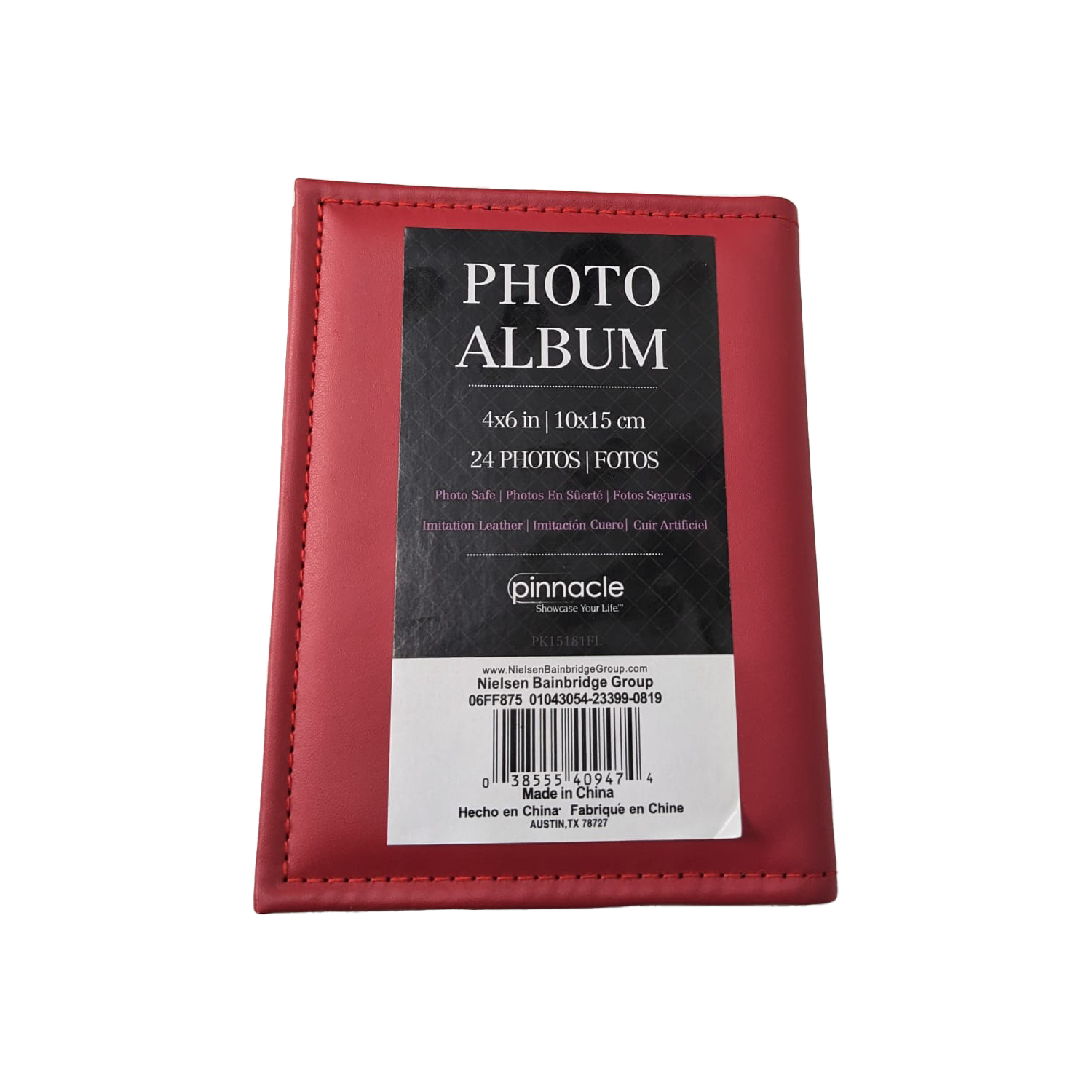Pinnacle  photo Album 4x6 24 Photos Faux leather - RED, NAVY, BLACK or BROWN