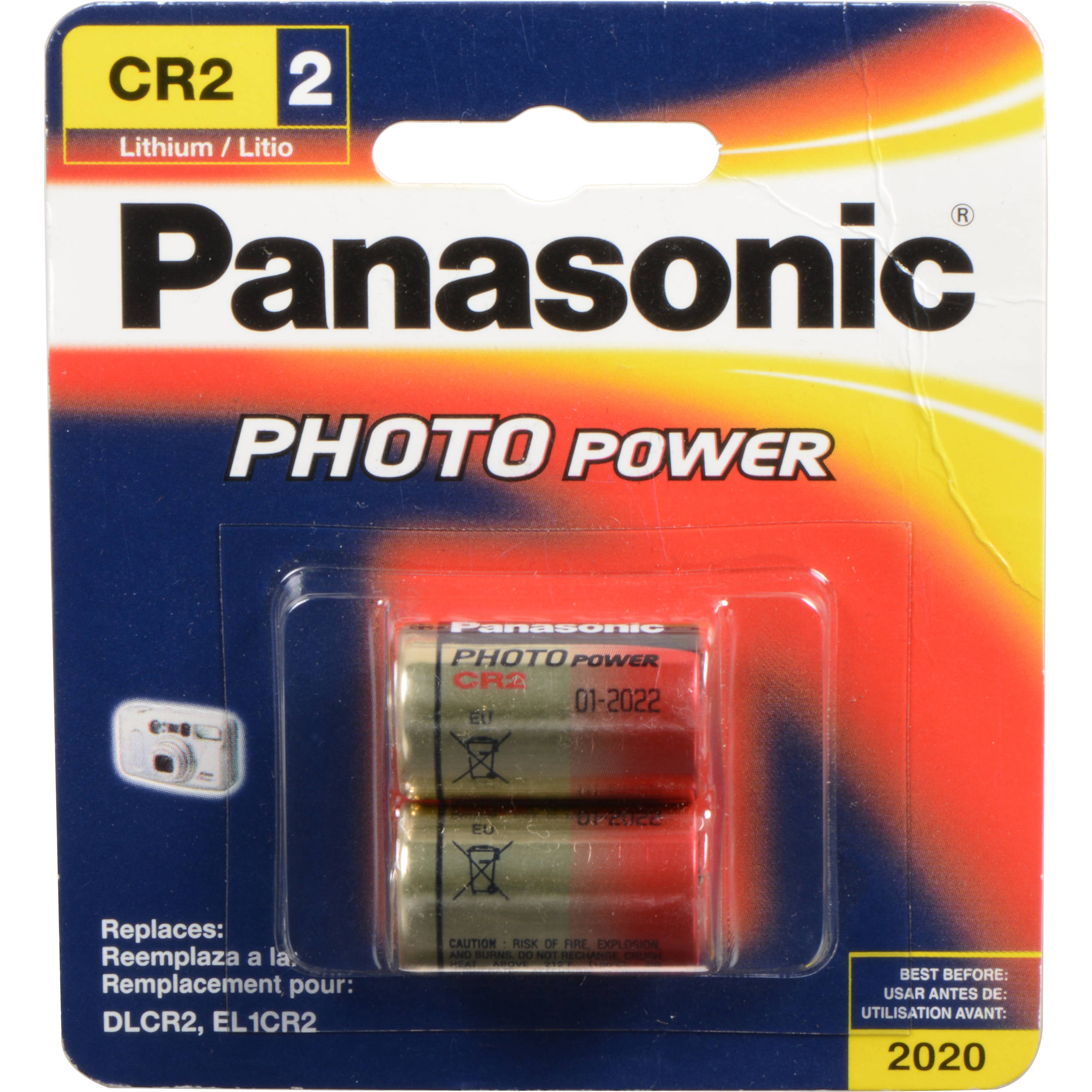 Batteries de lithium Panasonic CR2 (3V, 850mAh, 2 pack)