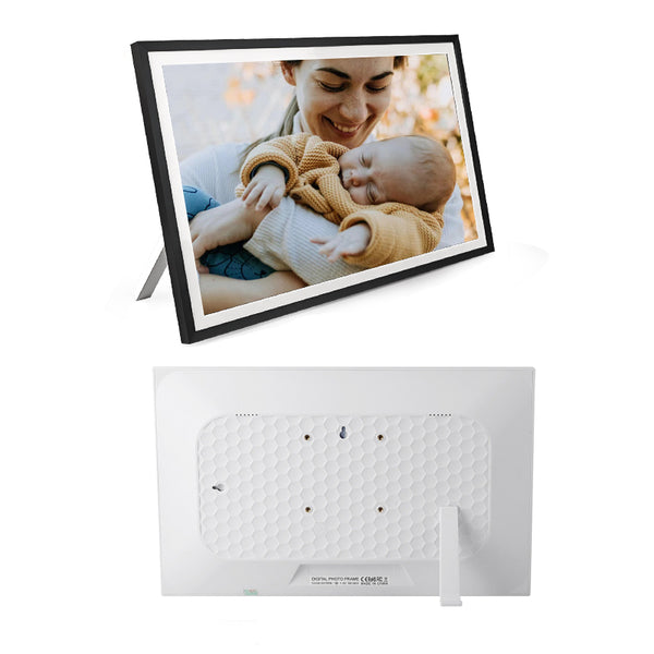 Uhale 15.6″ WiFi Digital Photo Frame – 1080p Touchscreen, App Photo Sharing, Gift-Ready - Black/White