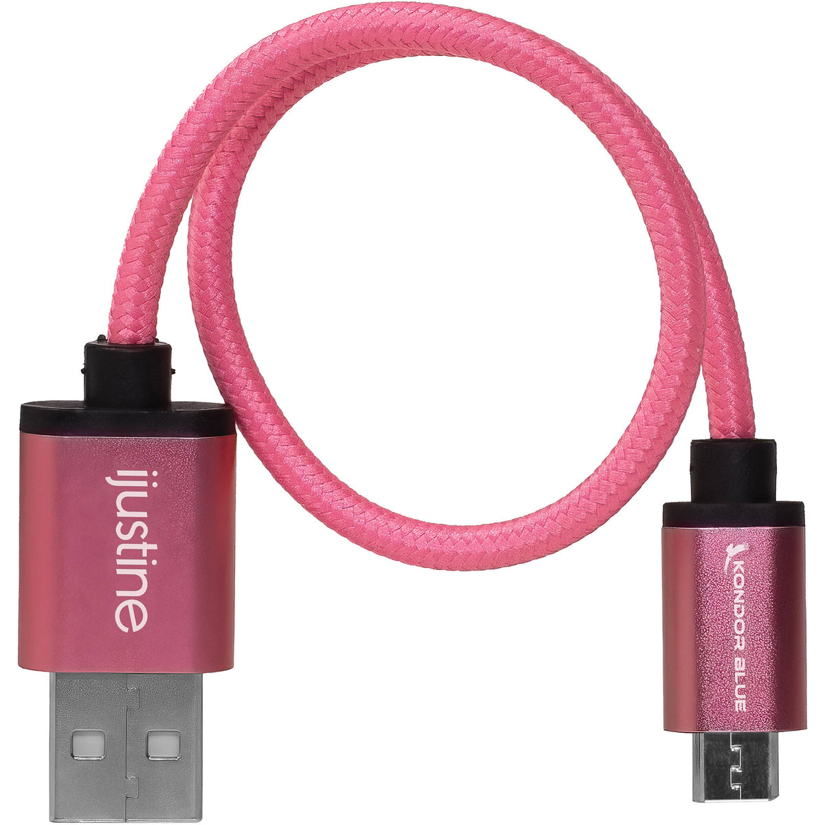 Kondor Blue iJustine Pink Câble de données USB A vers Micro USB à charge rapide (10")
