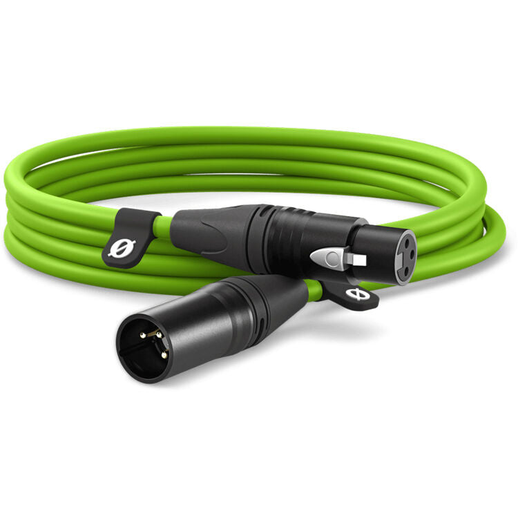 Câble XLR premium roulé, 3m / 9,8 pieds, vert